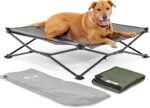 Coolaroo On-The-Go Elevated Dog Bed Kit – Portable & Cooling Travel Cot with HeatShield Fabric for Large Dogs, Lightweight & Compact, Includes Matching Carry Bag & Everglade Green Bonus Cover, Large