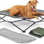 Coolaroo On-The-Go Elevated Dog Bed Kit – Portable & Cooling Travel Cot with HeatShield Fabric for Large Dogs, Lightweight & Compact, Includes Matching Carry Bag & Everglade Green Bonus Cover, Large