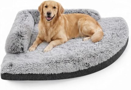 Corner Dog Bed for Large Dogs, 39″ Large Fluffy Orthopedic Pet Beds
