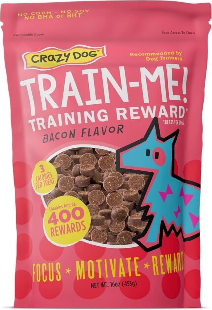Crazy Dog Train-Me! Training Treats, Bacon, 16 oz Bag, 400 Treats