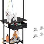 Cutogxon 24″ Adjustable Small Dog Grooming Table with Drawers and Mesh Tray