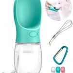DEYACE Dog Water Bottle, Leak Proof Portable Pet Water Bottles for Dogs, Puppy Water Dispenser with Drinking Feeder for Travel (Teal 12oz)