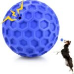 DISSKNIC Indestructible Squeaky Dog Ball, Relieves Anxiety, Cleans Teeth, Interactive Chew Toy for Aggressive Chewers, Dog Toy for Large Breeds, Outdoor Waterproof