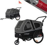 DOGGYHUT® S-Line XL Pet Bike Trailer & Stroller for Large Dogs Up to 100 lbs, Folding Dog Cart with Shock-Absorbing Suspension Wheels, Low Center of Gravity, Parking Brakes
