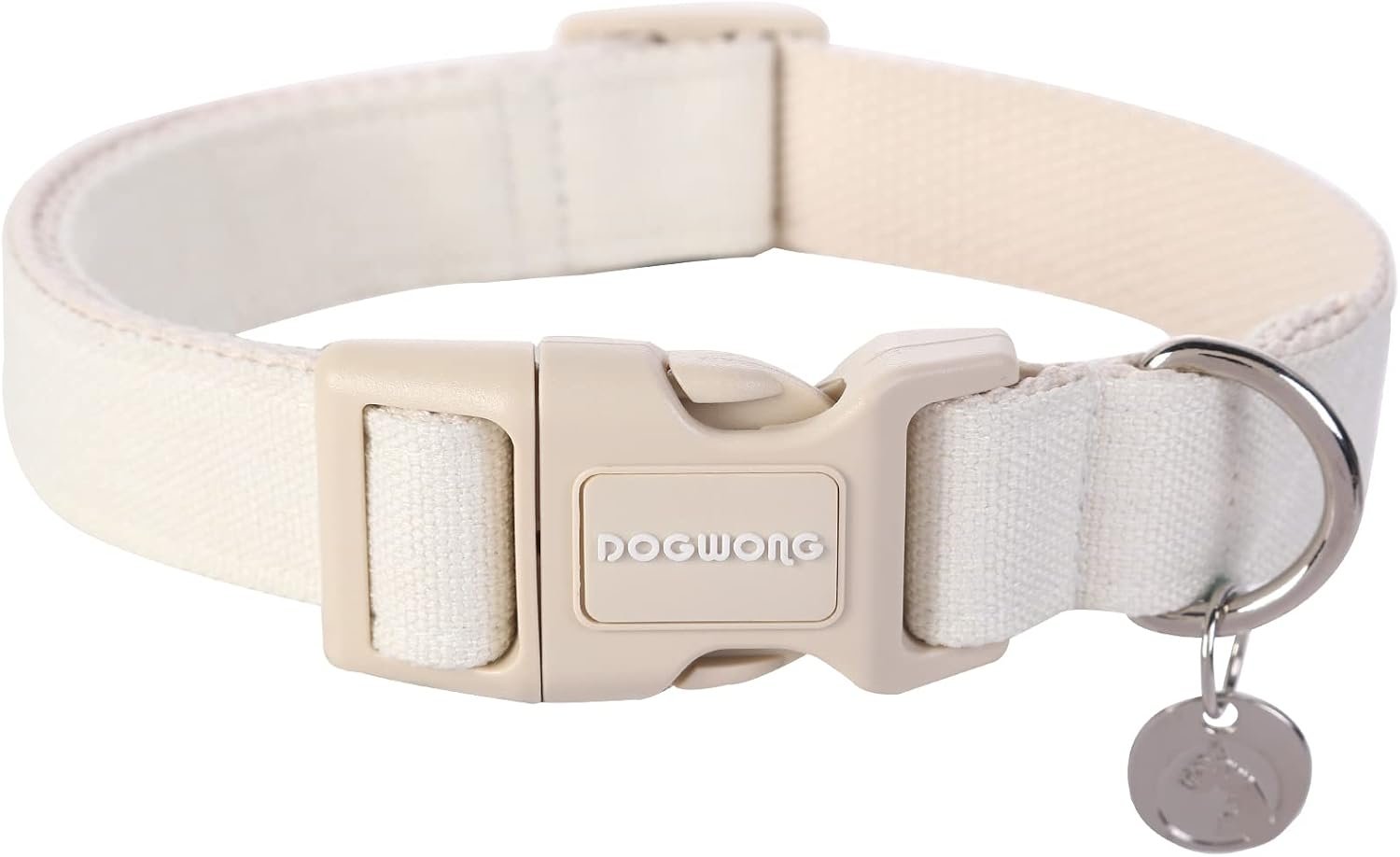 DOGWONG Cotton Hemp Dog Collar, Heavy-Duty White Dog Collar Adjustable Soft Natural Fabric Pet Dog Collar Cute Wedding Puppy Necklace for Small Medium Large Dogs DOGWONG Cotton Hemp Dog Collar, Heavy-Duty White Dog Collar Adjustable Soft Natural Fabric Pet Dog Collar Cute Wedding Puppy Necklace for Small Medium Large Dogs