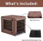 DONORO Dog Crates for Small Size Dogs Indoor Double Door Dog Kennels & Houses for Puppy and Cats, Collapsible Metal Contour Dog Cages (Brown, 24.0" L x 18.0" W x 20.0" H) - Image 2