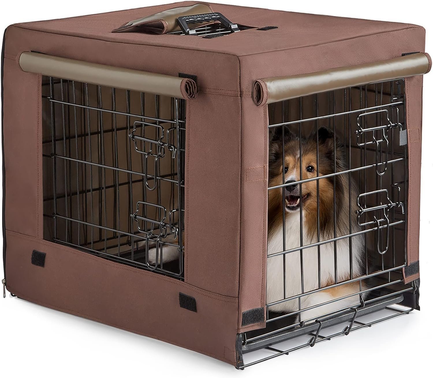 DONORO Dog Crates for Small Size Dogs Indoor Double Door Dog Kennels & Houses for Puppy and Cats, Collapsible Metal Contour Dog Cages (Brown, 24.0″ L x 18.0″ W x 20.0″ H) DONORO Dog Crates for Small Size Dogs Indoor Double Door Dog Kennels & Houses for Puppy and Cats, Collapsible Metal Contour Dog Cages (Brown, 24.0″ L x 18.0″ W x 20.0″ H)