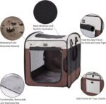 DONORO Dog Kennels and Crates for Medium Dogs, Portable Pop Up Indoor Pet Cage with Sturdy Wire Frame, Collapsible Travel Crate Soft Sided Cat Bag Escape Proof (Brown, 28.0" L x 18.0" W x 22.0" H) - Image 2