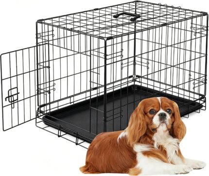 DUMOS 30 Inch Dog Crate, Foldable Puppy Small Medium Dog Cage Pet Kennel