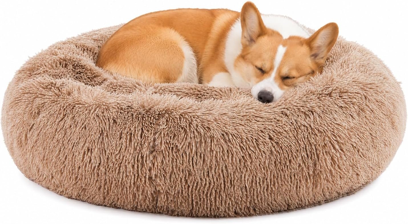DUMOS 30.7 Inch Large Donut Dog Bed for Indoor Use, Fluffy Faux Fur Plush DUMOS 30.7 Inch Large Donut Dog Bed for Indoor Use, Fluffy Faux Fur Plush