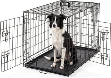 DUMOS 36 Inch Dog Crate, Puppy Small Medium Foldable Dog Cage Pet Kennel
