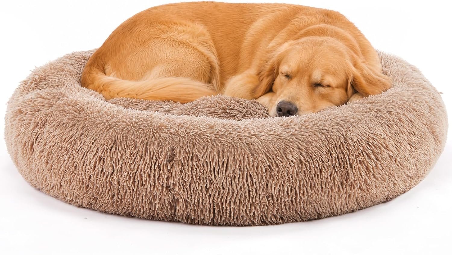 DUMOS 37.4 Inch Large Donut Dog Bed for Indoor Use, Fluffy Faux Fur Plush DUMOS 37.4 Inch Large Donut Dog Bed for Indoor Use, Fluffy Faux Fur Plush