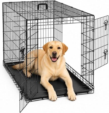 DUMOS 48 Inch Dog Crate, Foldable Medium Large Dog Cage Pet Kennel