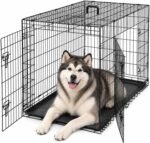 DUMOS 48 Inch Dog Crate, Puppy Small Medium Foldable Dog Cage Pet Kennel