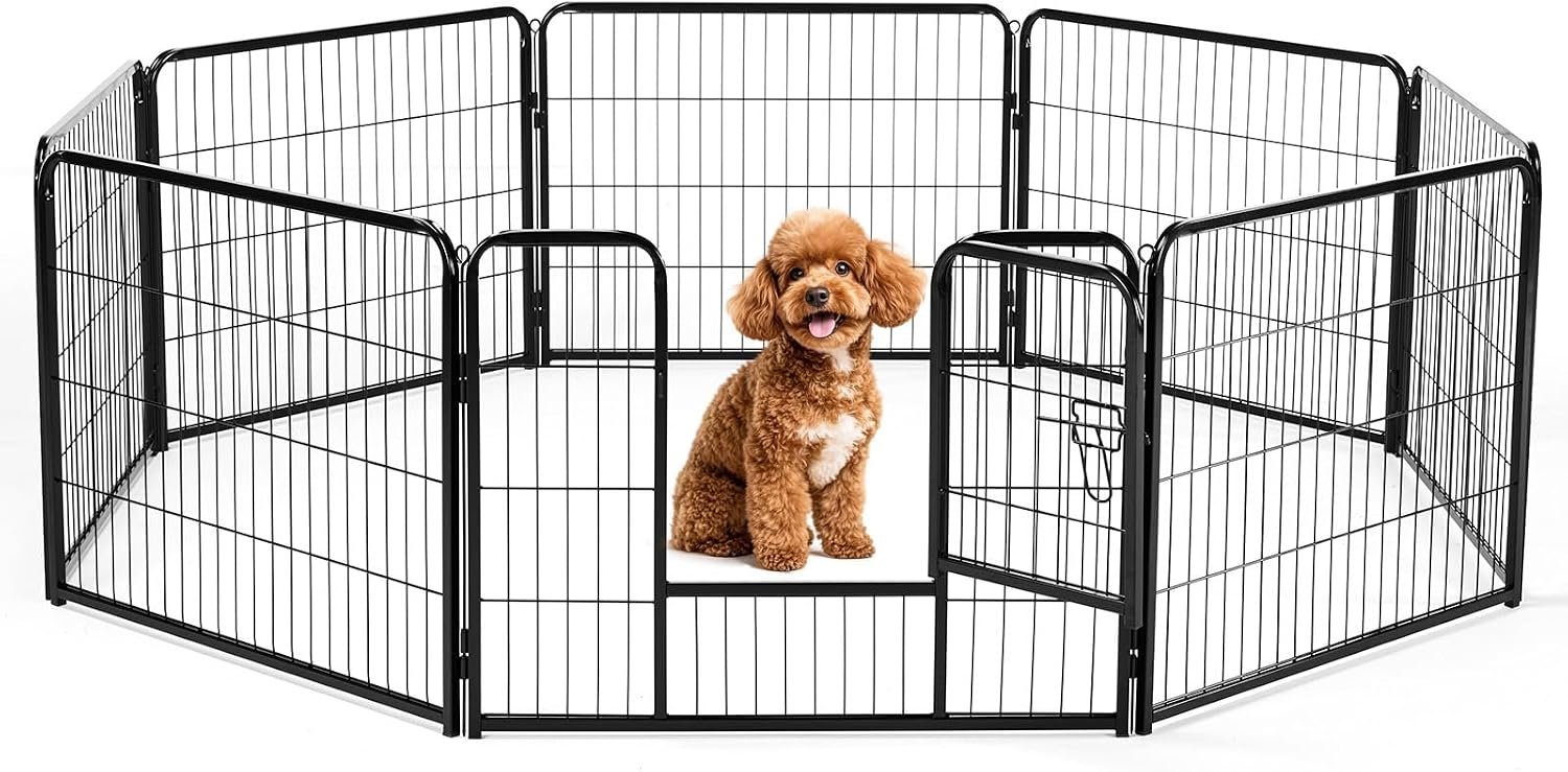 DUMOS Dog Playpen 24 Inch 8 Panels Indoor Outdoor Metal Pet Fence DUMOS Dog Playpen 24 Inch 8 Panels Indoor Outdoor Metal Pet Fence