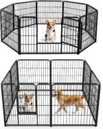 DUMOS Dog Playpen 32 Inch 8 Panels Indoor Outdoor Metal Pet Fence