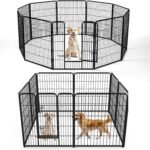 DUMOS Dog Playpen 40 Inch 8 Panels Indoor Outdoor Metal Pet Fence