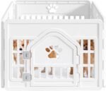 DUMOS Dog Playpen, Plastic Indoor Pet Fence for Small Dogs 4 Panels 24 Inch