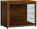 DWANTON 32.5" Dog Crate Furniture with Cushion, Wooden Kennel Table Indoor