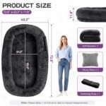 Dark Grey Human Dog Bed - 71''x45''x12'' Size Fits You and Pets - Image 2