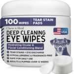 Deep Cleaning Dog Eye Wipes – 100 Dog Tear Stain Remover Pads
