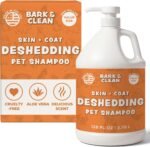 Deshedding Dog Shampoo, Gallon Sized - Skin and Coat Shedding Shampoo with Pump, 18:1 Dilution - Made with Baking Soda, Aloe, and Coconut for Buildup and Dander