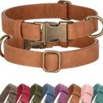 Didog Soft PU Leather Dog Collar for Large Dogs, Quick Release,Lightbrown L