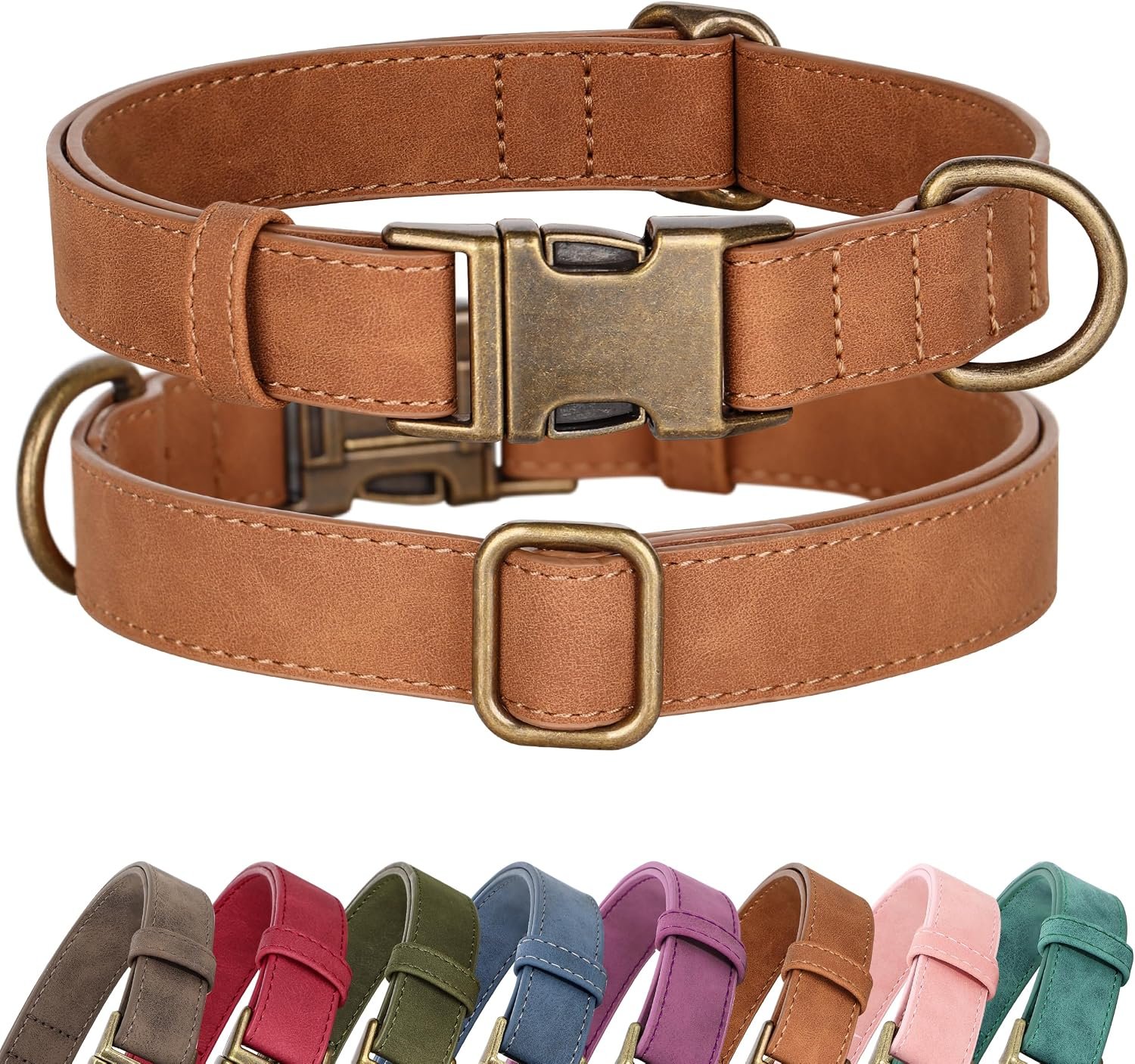 Didog Soft PU Leather Dog Collar for Large Dogs, Quick Release,Lightbrown L Didog Soft PU Leather Dog Collar for Large Dogs, Quick Release,Lightbrown L