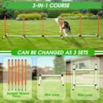 Dog Agility Course Backyard Set, Dog Agility Equipment, Pet obstacle Course Backyard with 6 Dual Mode Weave Poles, 2 Adjustable Hurdle, Jump Ring, Tunnel, Pause Box, Toy Balls and 2 Carrying Bags - Image 2