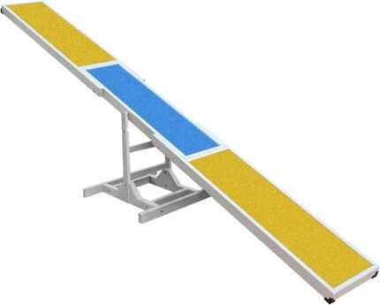 Dog Agility Seesaw – 118″x13″x21″ Dog Agility Training Equipment for Backyard Obstacle Courses, Weather Resistant & 2-Level Height Adjustable