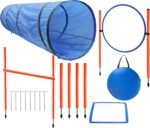 Dog Agility Training Equipment, Obstacle Agility Training Starter Kit for Doggie, Including Tunnel, 13 Weave Poles, Adjustable Hurdle, Jump Ring, Pause Box and Carrying Bag(Blue) - Image 2
