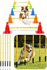 Dog Agility Training Hurdle Cone Set, Adjustable Dog Agility Equipment Obstacle Course Backyard Equipment for Pet Exercise