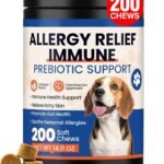 Dog Allergy Chews 200 Ct – Itch Relief for Dogs Immune Support with Colostrum Probiotics & Omega 3 – Seasonal Allergies Anti-Itch Skin & Coat Supplement, Itchy Skin & Paw Relief Bites – Chicken Flavor