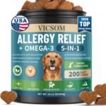 Dog Allergy Chews with Human-Grade Omega 3, Itch Relief Multivitamin 200ct