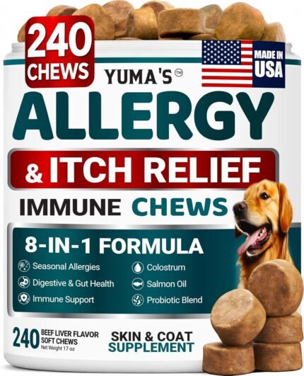 Dog Allergy Relief Chews – 240 Immune Treats, Dog Itching Skin Relief Pills