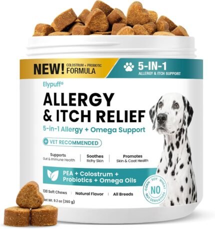 Dog Allergy Relief Immunity Chews (130Ct) – Itching & Paw Licking, Chicken