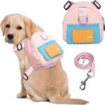 Dog Backpack for Small Dogs to Wear,Cute Pet Puppy Harness Backpacks with Leash Adjustable Dog Self Carrier Bag for Travel Hiking Daily Walking (M, Pink)