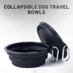 Dog Bowl Pet Collapsible Bowls, 2 Pack Collapsible Dog Water Bowls for Cats Dogs, Portable Pet Feeding Watering Dish for Walking Parking Traveling with 2 Carabiners (Black+Black, Medium) - Image 2