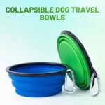 Dog Bowl Pet Collapsible Bowls, 2 Pack Collapsible Dog Water Bowls for Cats Dogs, Portable Pet Feeding Watering Dish for Walking Parking Traveling with 2 Carabiners (Blue+Green, Medium) - Image 2