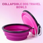 Dog Bowl Pet Collapsible Bowls, 2 Pack Collapsible Dog Water Bowls for Cats Dogs, Portable Pet Feeding Watering Dish for Walking Parking Traveling with 2 Carabiners (Pink+Purple, Medium) - Image 2