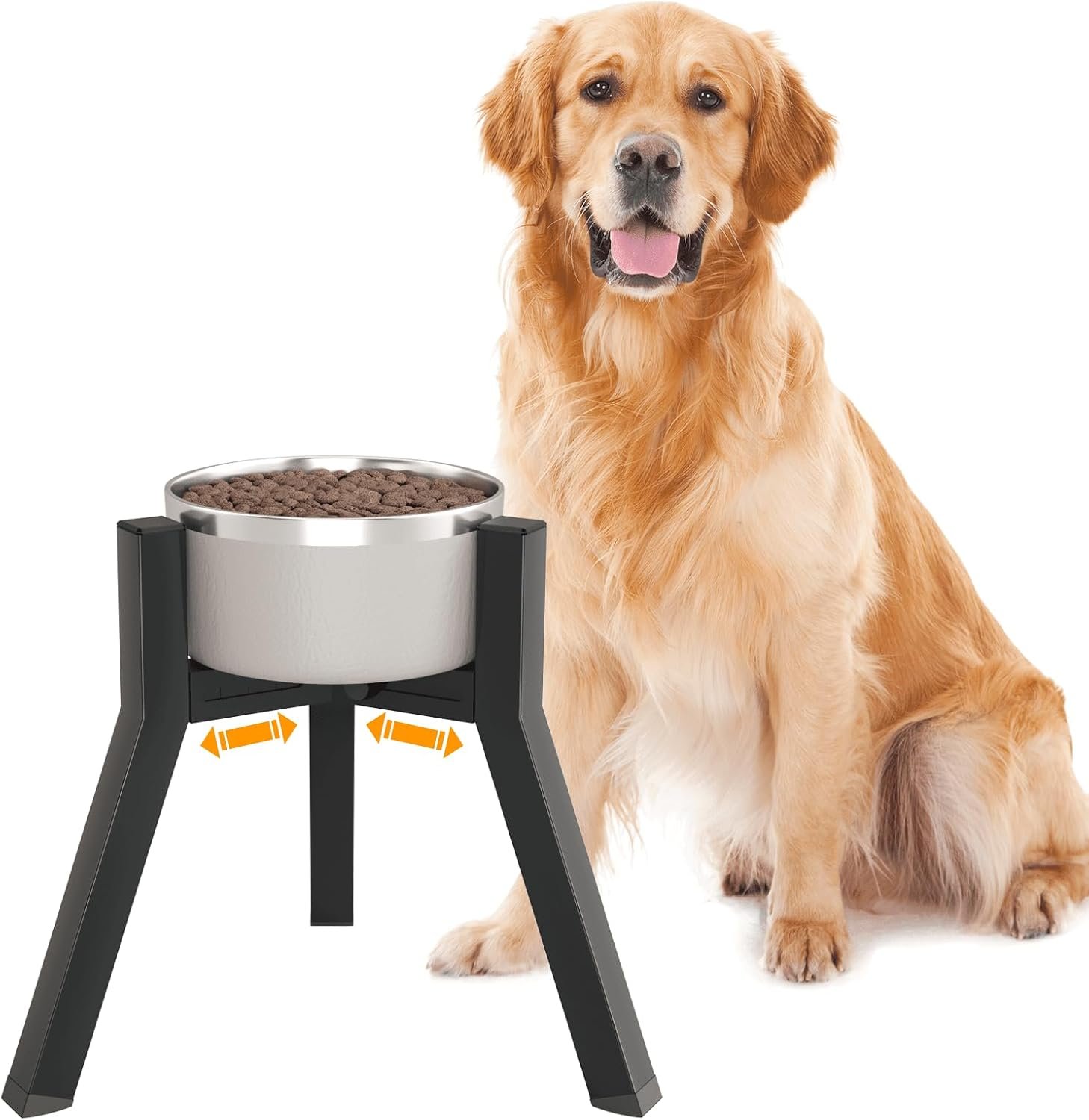 Dog Bowl Stand for Medium Large Dogs, Adjustable Width Elevated Dog Bowls 7-10.6″, Raised Dog Food Water Bowls, 11 inch Tall Single Holder, Black,Bowl Not Included Dog Bowl Stand for Medium Large Dogs, Adjustable Width Elevated Dog Bowls 7-10.6″, Raised Dog Food Water Bowls, 11 inch Tall Single Holder, Black,Bowl Not Included