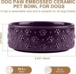 Dog Bowl，Ceramic Dog Bowls, 3 Cups 30.4OZ for Medium Dogs and Puppies，Non-Slip Weighted Pet Bowl, Can be Used as Food Bowl or Water Bowl with Paw Print Pattern (Purple Paw) - Image 2
