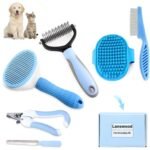 Dog Brush Dog Grooming Kit 6PCS Dog Brush for Shedding-Dog Brushes for Grooming, Dematting Comb for Dogs, Cat Nail Clipper with Nail File, Flea Comb, Bath Brush(Blue)