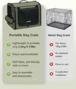 Dog Car Carrier Light Weight 24×17.7×20.5in, Foldable Dog Carrier, Green - Image 2