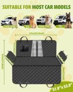 Dog Car Seat Cover, 600D Heavy Dute Car Seat Cover for Dogs Pets, 100% Waterproof Anti-Scratch Nonslip Dog Hammock for Cars, Seat Covers Protector with SeatBelt for Sedan SUV Truck Standard Black - Image 2