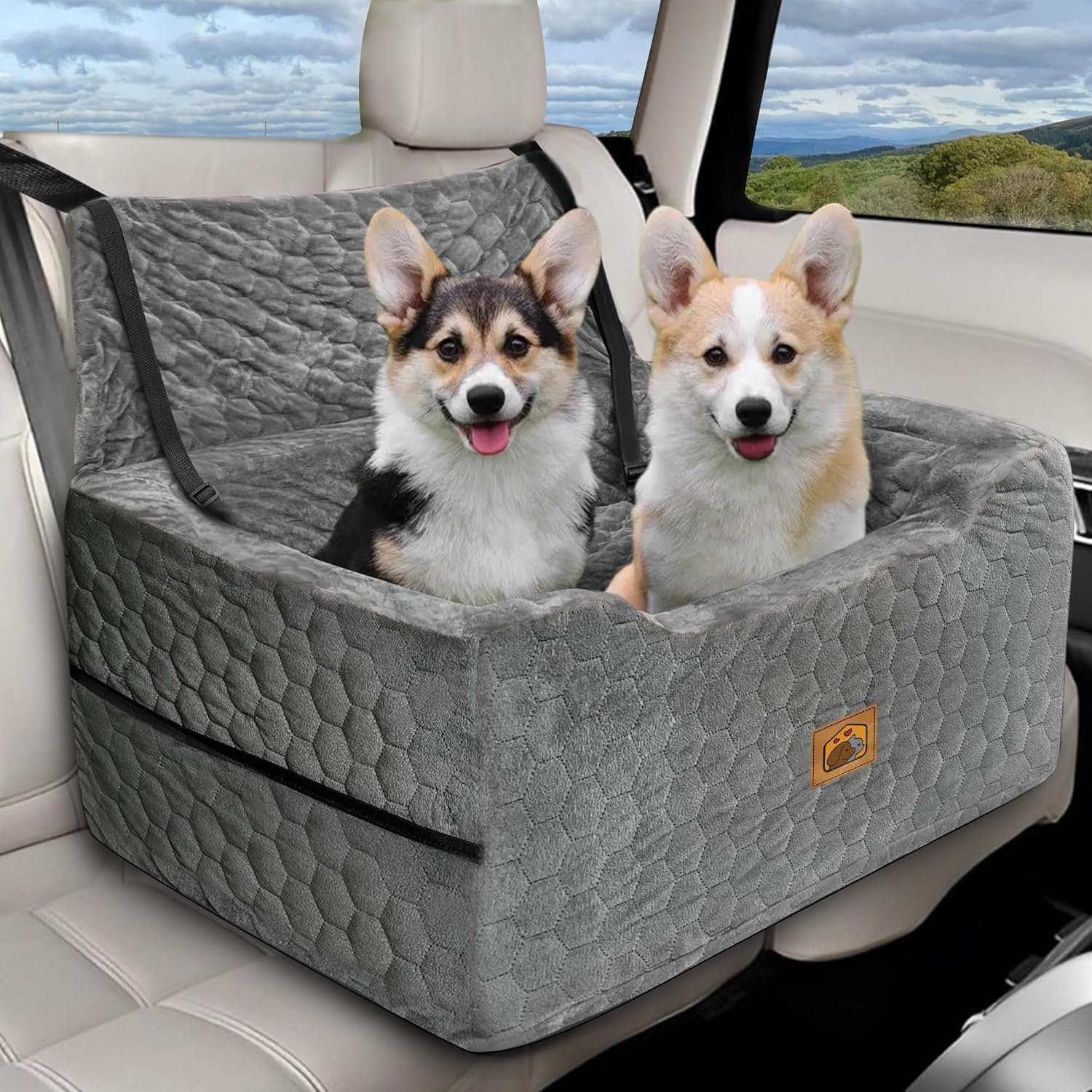 Dog Car Seat for Medium Large Dogs, Dog Booster Seat Up to 60 lbs, Gray Dog Car Seat for Medium Large Dogs, Dog Booster Seat Up to 60 lbs, Gray