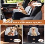 Dog Car Seat for Medium/Small Dogs, Dog Booster Car Seat, Pet Booster Seats Up to 40lbs with Waterproof Layer, 3 Storage Pockets and Safety Belt (Black/Grey) - Image 2