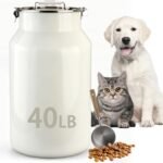 Dog-Cat Food Storage Container 40 lb, Large Stainless Steel Bin