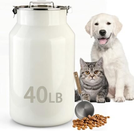 Dog-Cat Food Storage Container 40 lb, Large Stainless Steel Bin