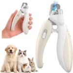 Dog & Cat Nail Clippers with LED Light, Illuminates Nails Helps See Quick, Pet Nail Trimmer with Sharp Stainless Steel Blades, Nail Catcher, Safety Lock for Dog, Cat, Rabbit, Guinea Pig (CoffeeBrown)